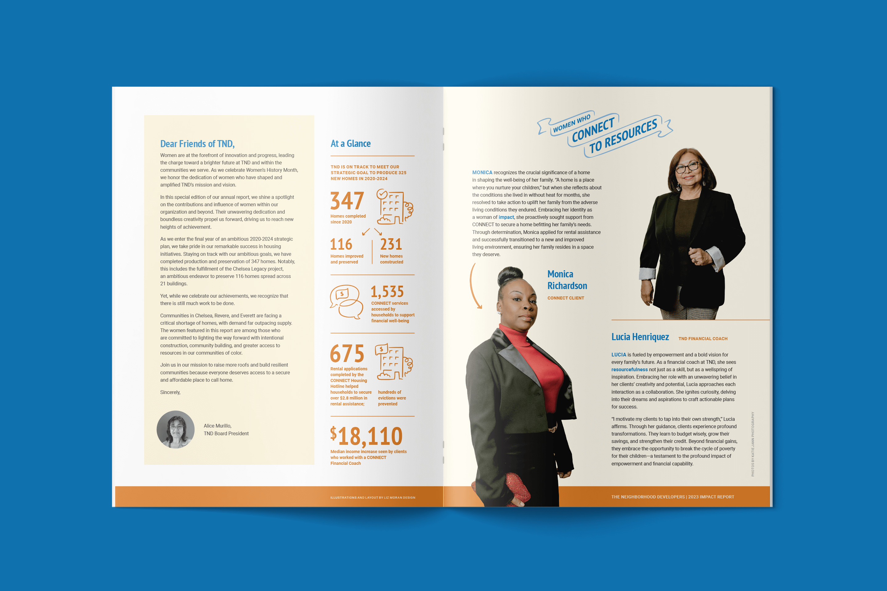 The first spread of TND's 2023 Impact report