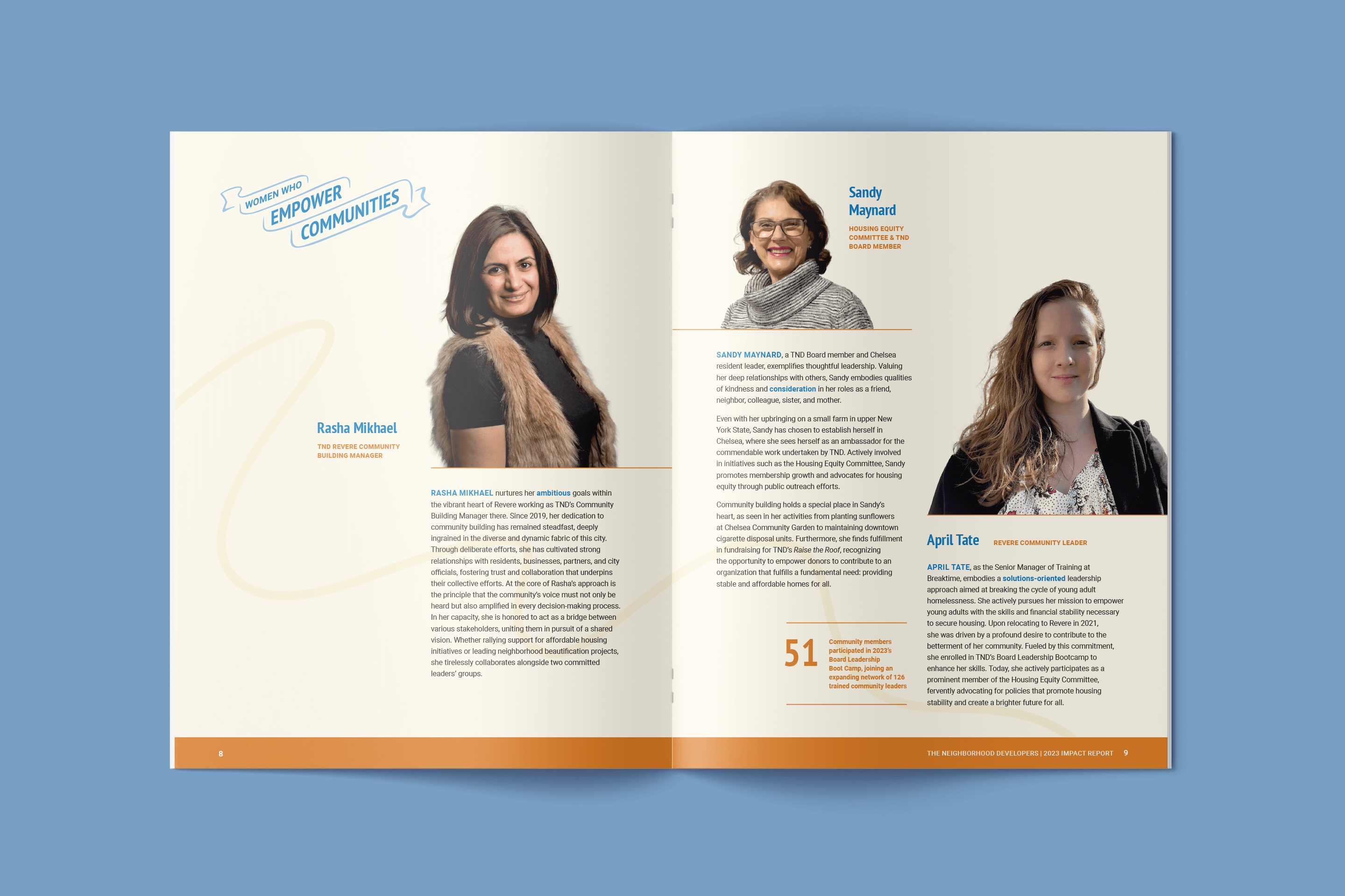 The fourth spread of TND's 2023 Impact report